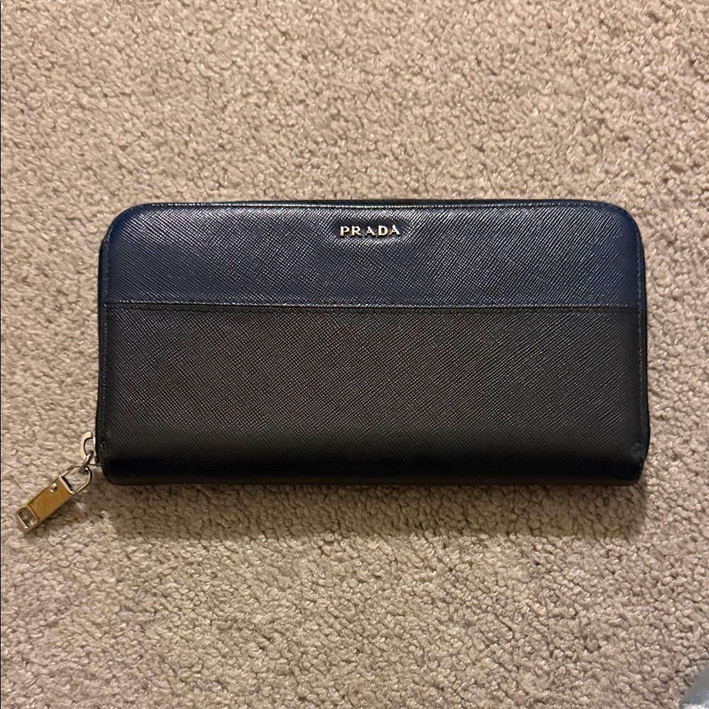 Prada Dual-Tone Black and Navy Wallet